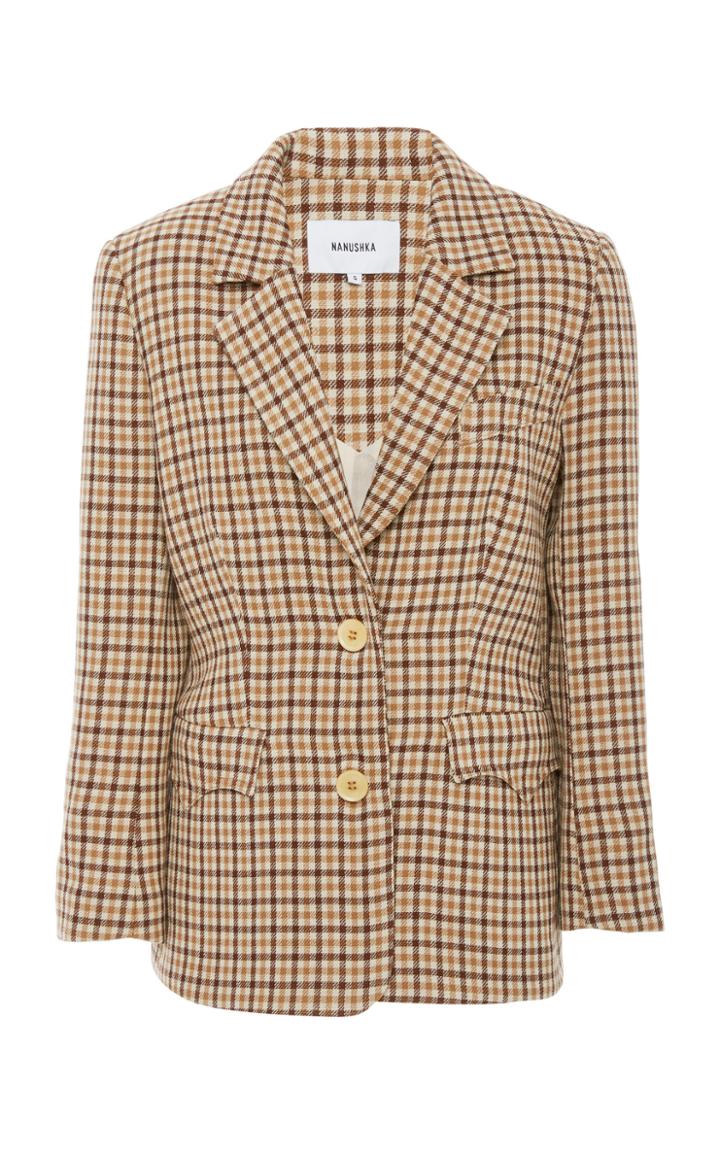 Nanushka Jerome Wool Checkered Blazer