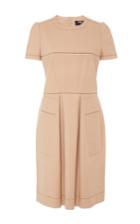 Paule Ka Short Sleeve Cotton Tricotine Dress With Top Stitch Detail And Pockets