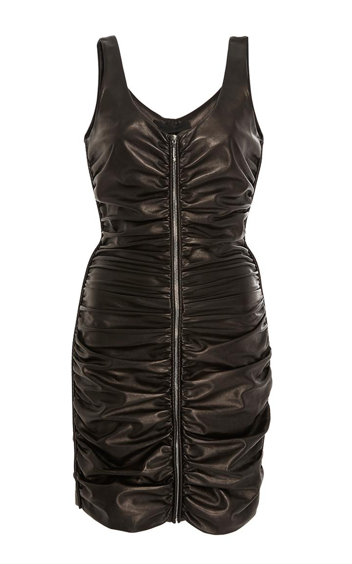 Alexander Wang Jet Leather Zip Front Tank Dress