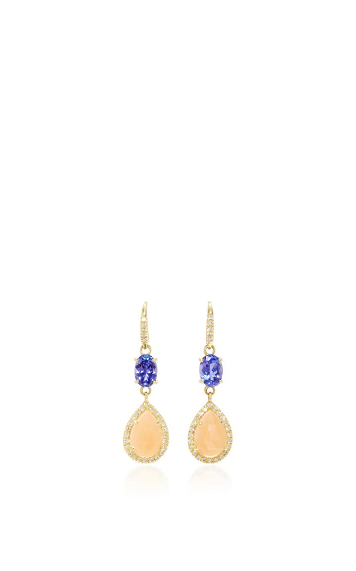 Lauren K 18k Gold Tanzanite Moonstone And Diamond Earrings