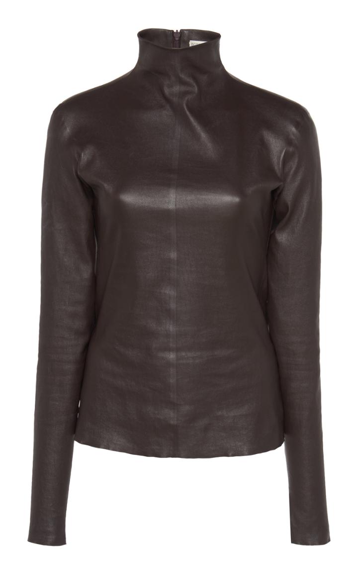 Bottega Veneta Mock Neck Leather Top