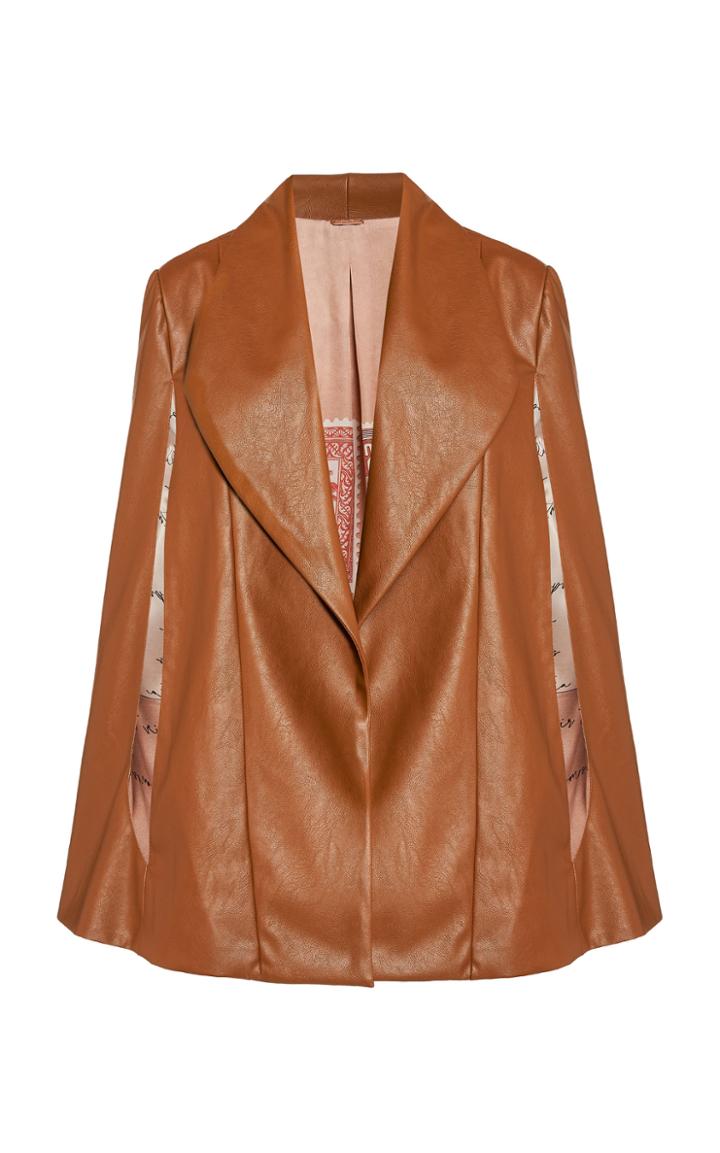 Moda Operandi Johanna Ortiz Compass Point Embroidered Vegan Leather Cape Jacket