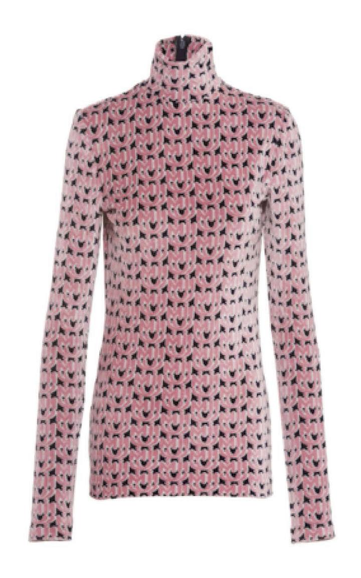 Moda Operandi Miu Miu Jersey-knit Monogram Turtleneck Top
