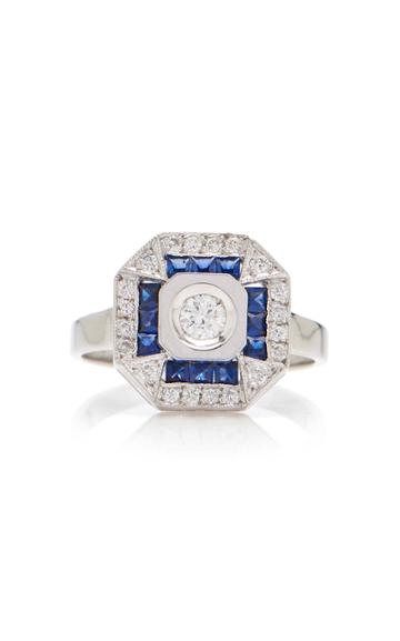 Melis Goral Paris 14k White Gold, Diamond And Sapphire Ring