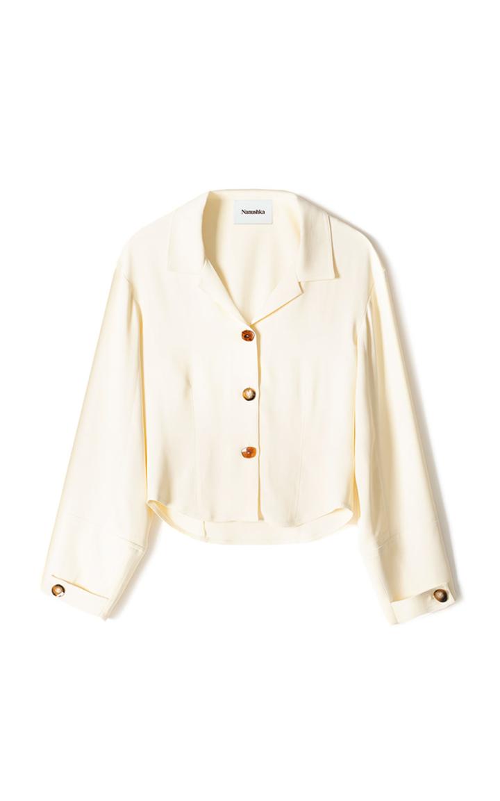 Moda Operandi Nanushka Cadie Relaxed-sleeve Georgette Cropped Top