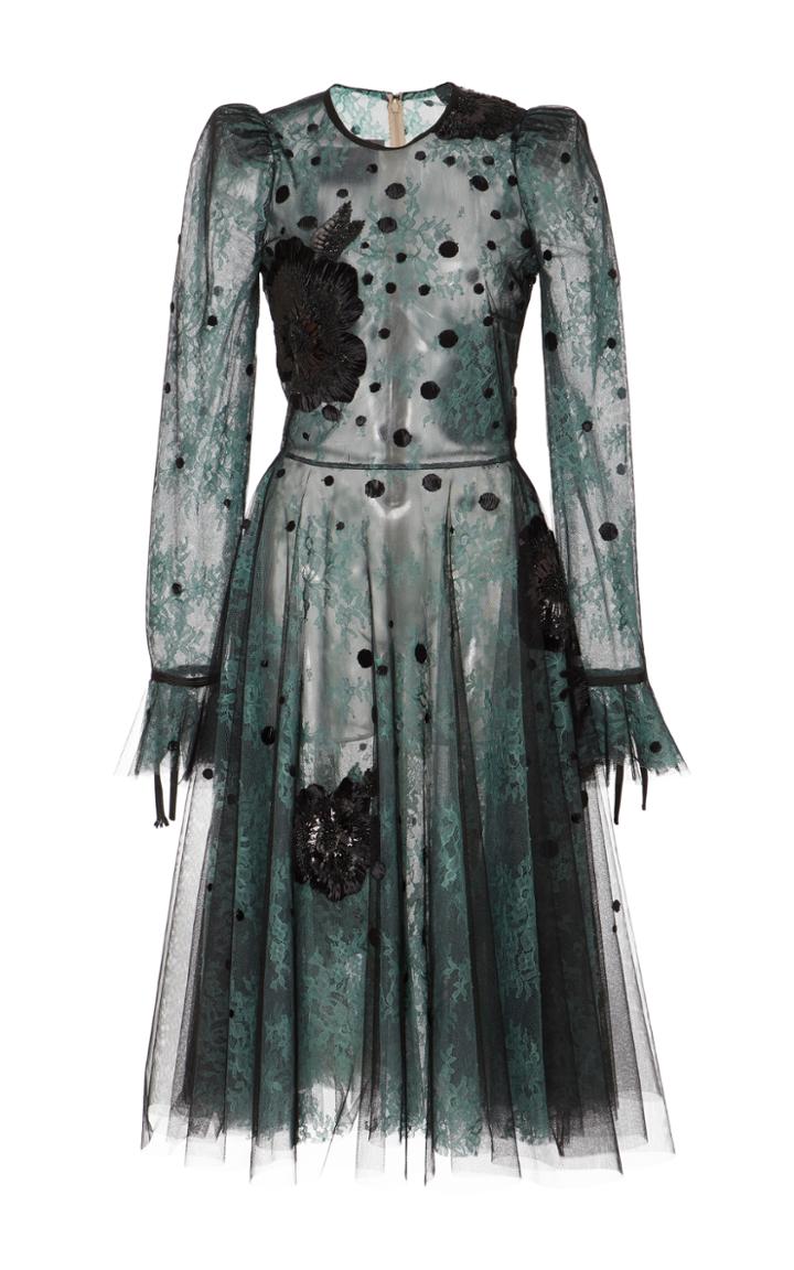 Monique Lhuillier Long Sleeve Midi Dress