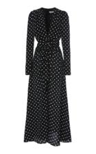 Alessandra Rich Silk Polka Dot V-neck Midi Dress