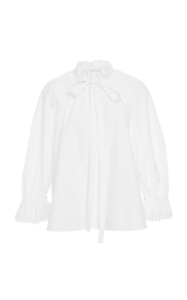 Lee Mathews Miller Cotton Poplin Gathered Tie Front Top