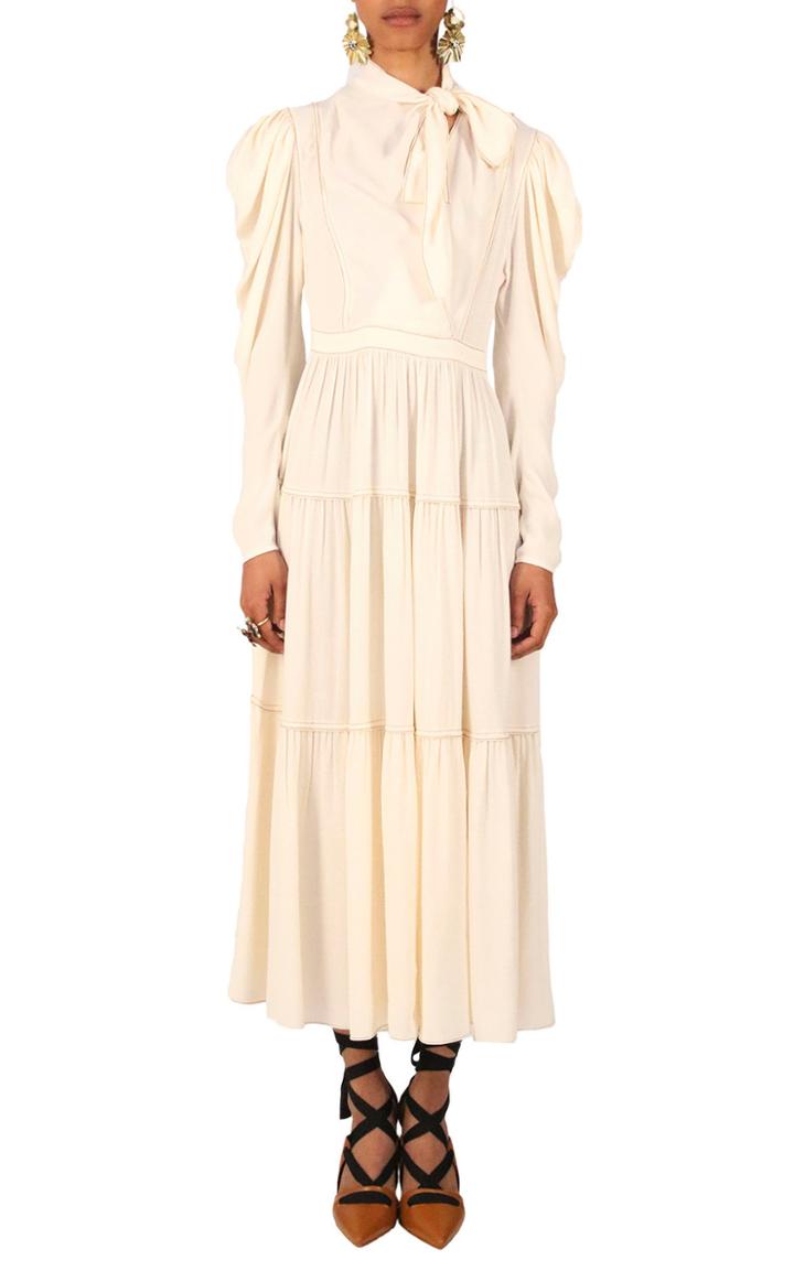 Moda Operandi Ulla Johnson Daphne Long Sleeve Neck Tie Dress