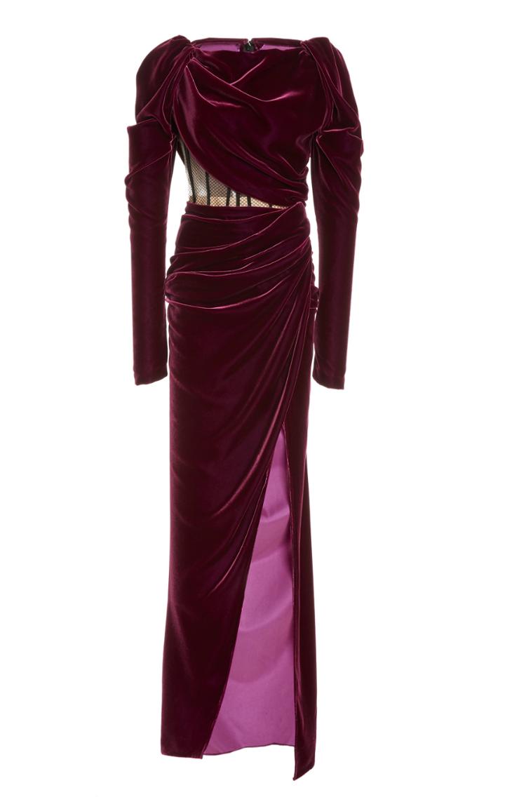 Moda Operandi Oscar De La Renta Exposed Corset Velvet Midi Dress