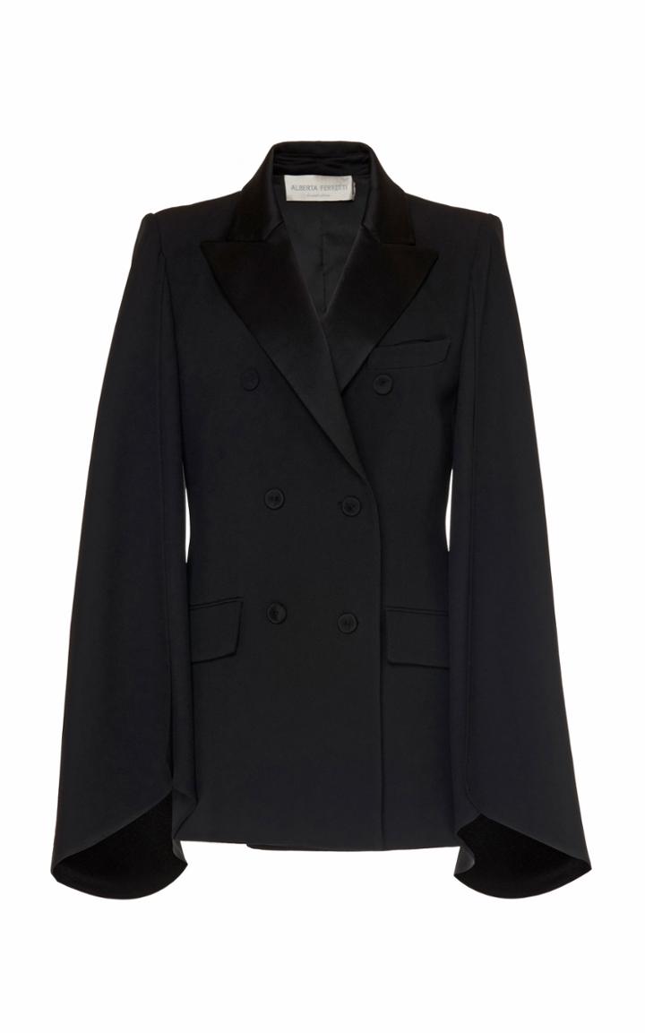 Alberta Ferretti Double-breasted Crepe And Satin Tuxedo Jacket