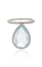 Nina Runsdorf Large 18k White Gold Diamond And Blue Topaz Flip Ring
