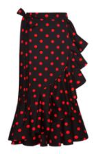 Marianna Senchina Polka Dot Ruffle Midi Skirt