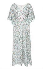 Gl Hrgel Belted Floral-print Linen Midi Dress Size: Xs