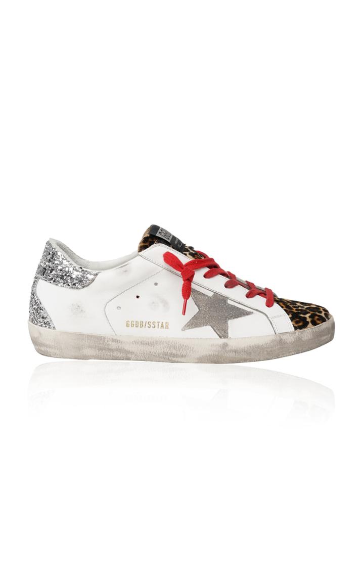 Golden Goose Superstar Suede And Leopard Leather Sneakers