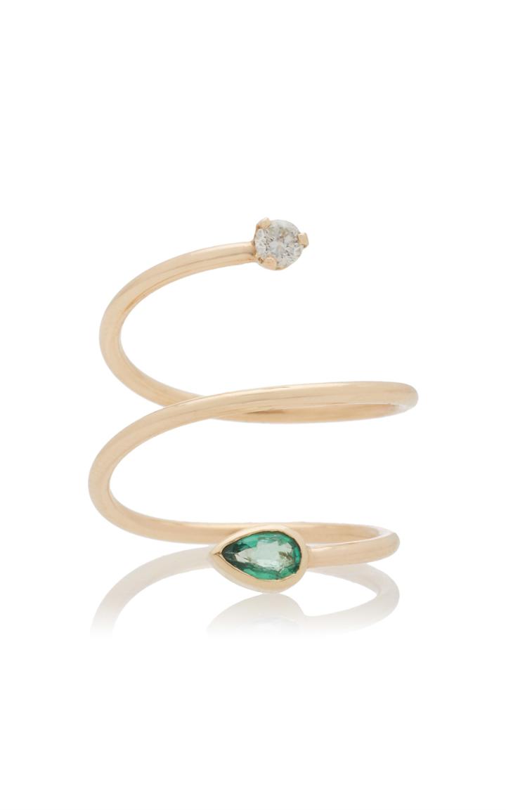 Zo Chicco Gemfields Emerald And Diamond Swirl Ring