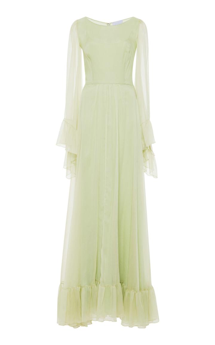 Luisa Beccaria Long Sleeve Chiffon Dress