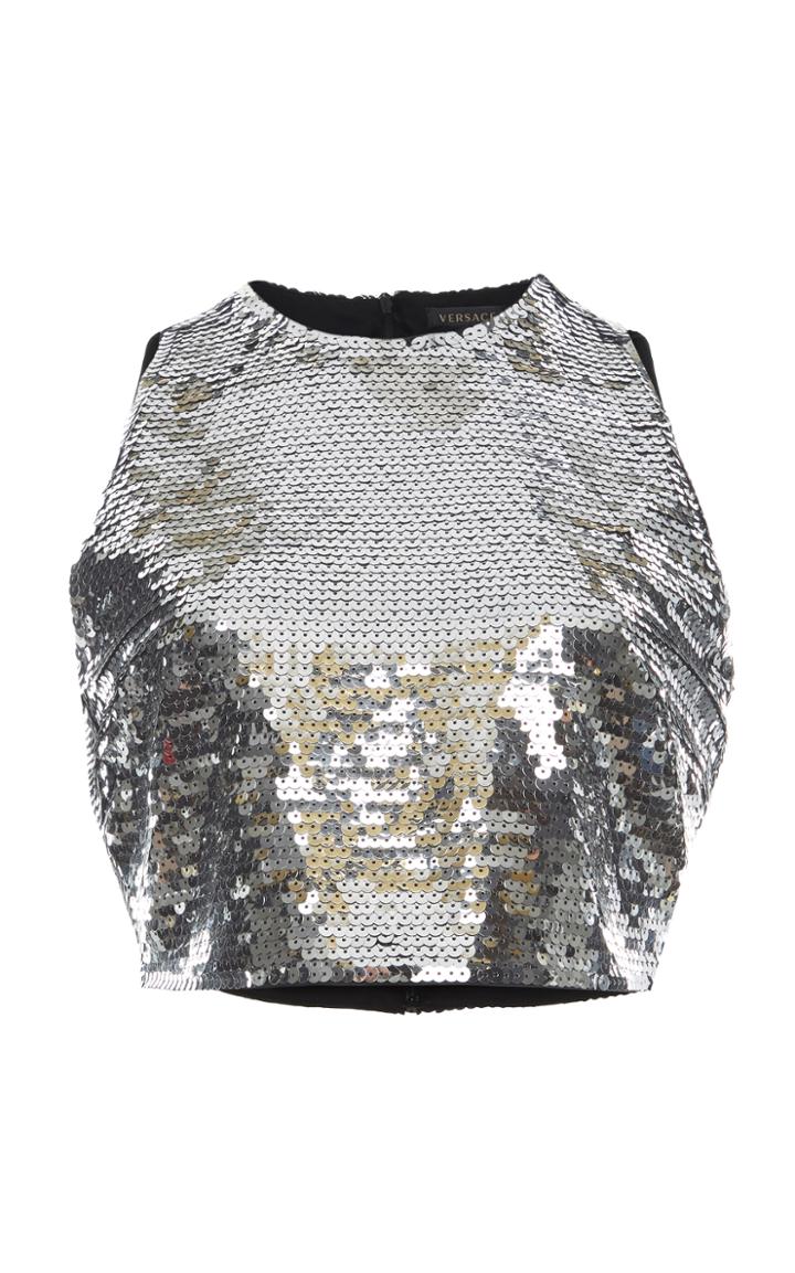 Versace Sequin Embellished Crop Top