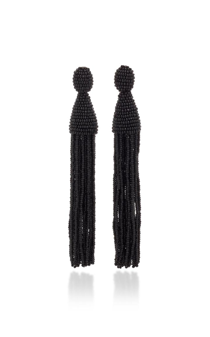 Oscar De La Renta Long Beaded Tassel Earrings