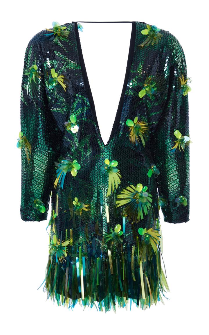 Moda Operandi Versace Embellished V-neck Sequined Dress Size: 38