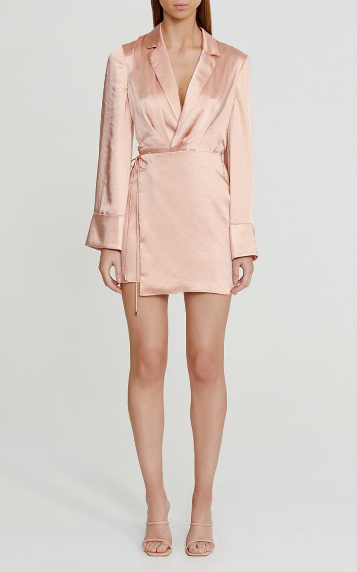 Moda Operandi Significant Other Emile Mini Satin Wrap Dress