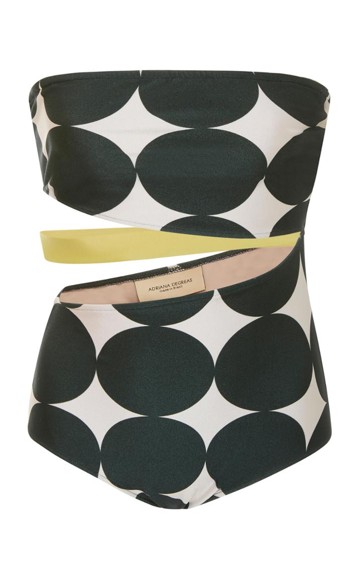 Adriana Degreas Cacao Pois Midi Cutout Strapless Swimsuit