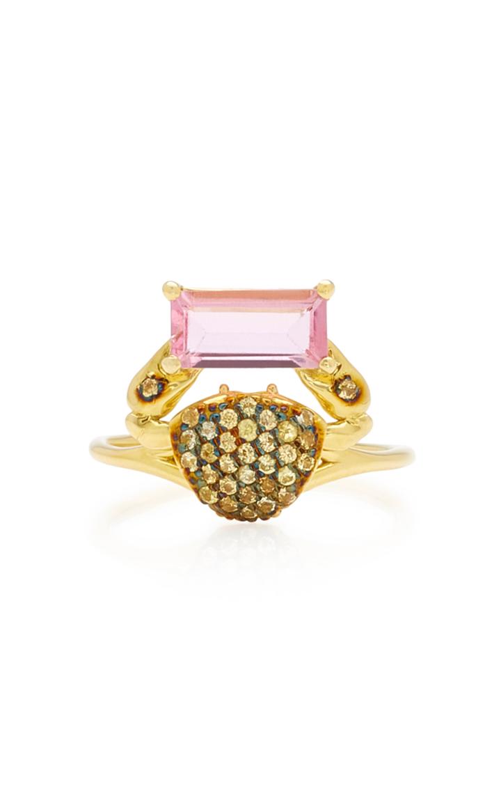 Daniela Villegas Cosquilleo 18k Gold, Tourmaline And Sapphire Ring Siz