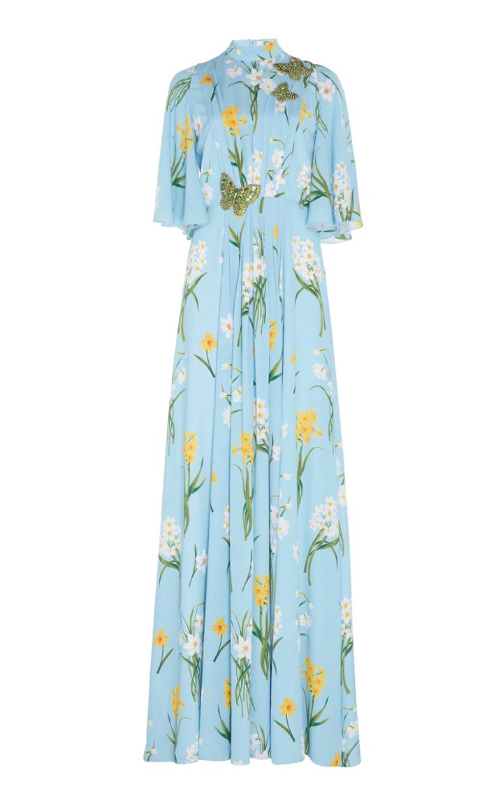 Andrew Gn Flutter Sleeve Silk Gown