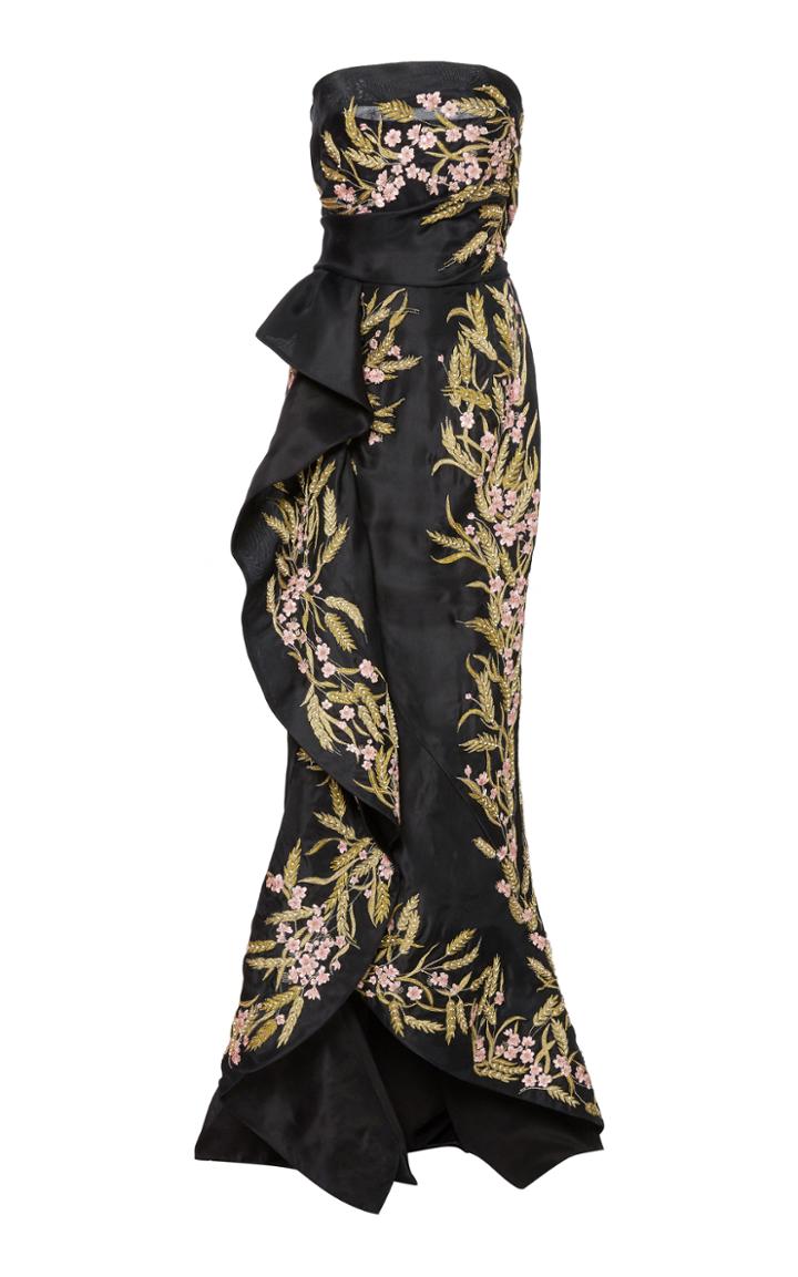Marchesa Embroidered Satin Gown