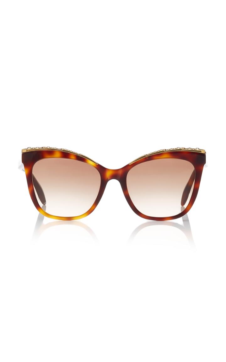 Alexander Mcqueen Jewel-embellished Acetate Cat-eye Sunglasses