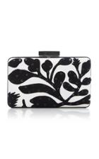 Oscar De La Renta Rogan Embroidered Satin Box Clutch