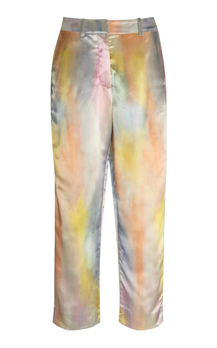 Sies Marjan Willa Cropped Printed Satin Straight-leg Pants