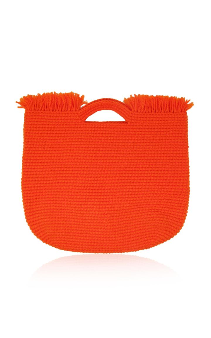 Sensi Studio Wool-trimmed Straw Carryall Bag