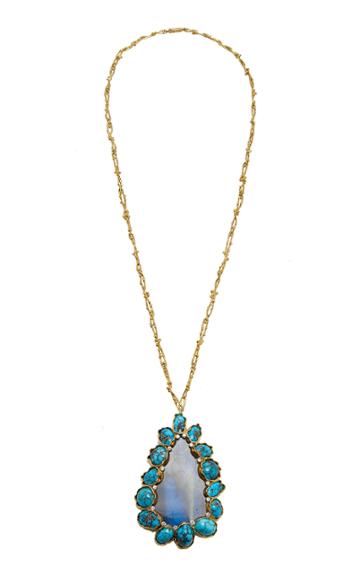 Mahnaz Collection One-of-a-kind 18k Gold Lapis Lazuli Turquoise And Diamond Necklace