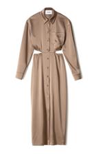 Moda Operandi Nanushka Noor Cutout Satin Midi Shirt Dress