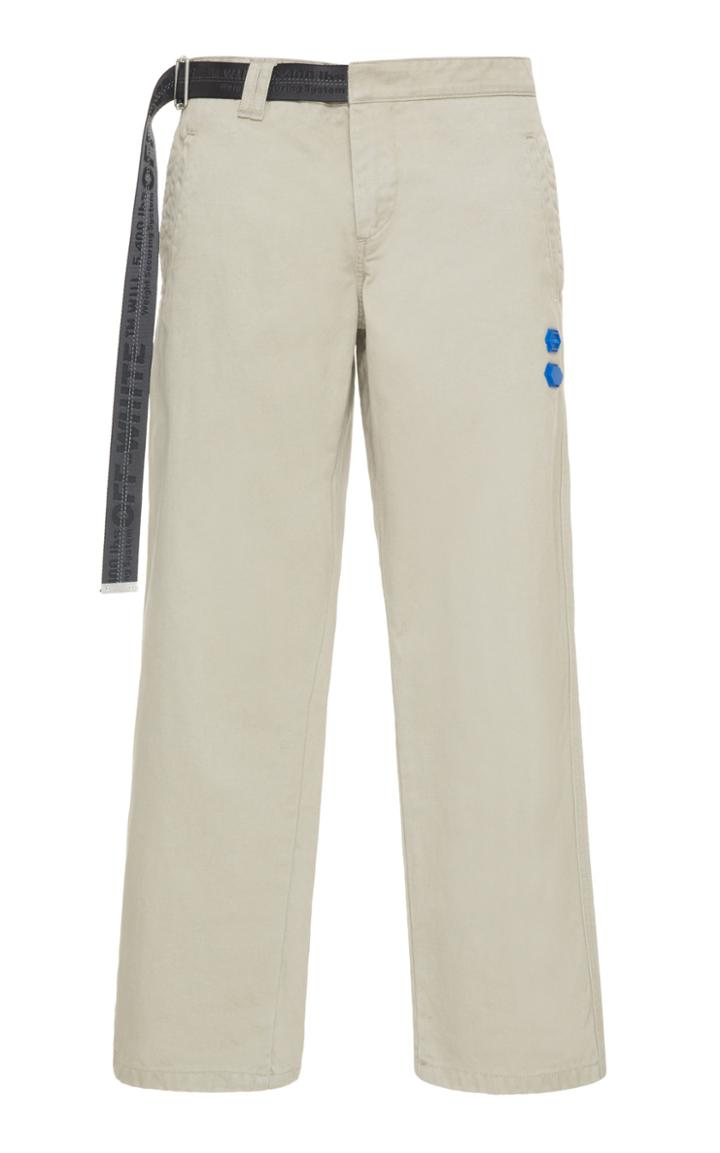 Off-white C/o Virgil Abloh Belted Cotton-twill Straight-leg Chinos