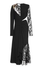 Givenchy Cutout Lace-paneled Wool-crepe Midi Dress