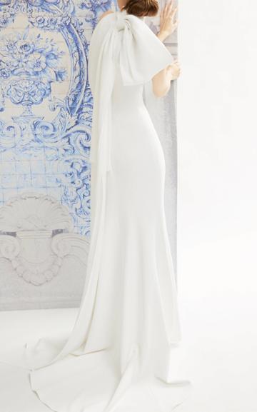 Carolina Herrera Bridal Iris Crepe Halter Gown With Trumpet Skirt And Bow Detail