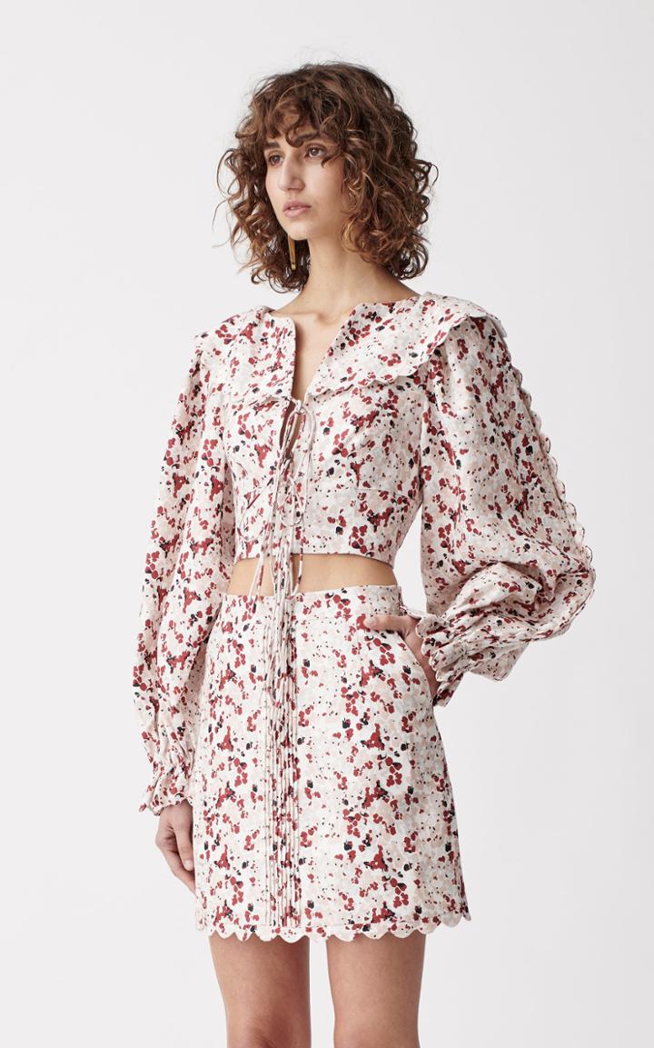 Moda Operandi Joslin Ira Linen Scallop Top Size: 8