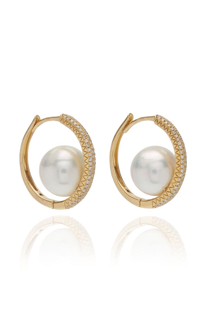 Moda Operandi Samira 13 18k Yellow Gold Australian Pearl Orbit Hoops
