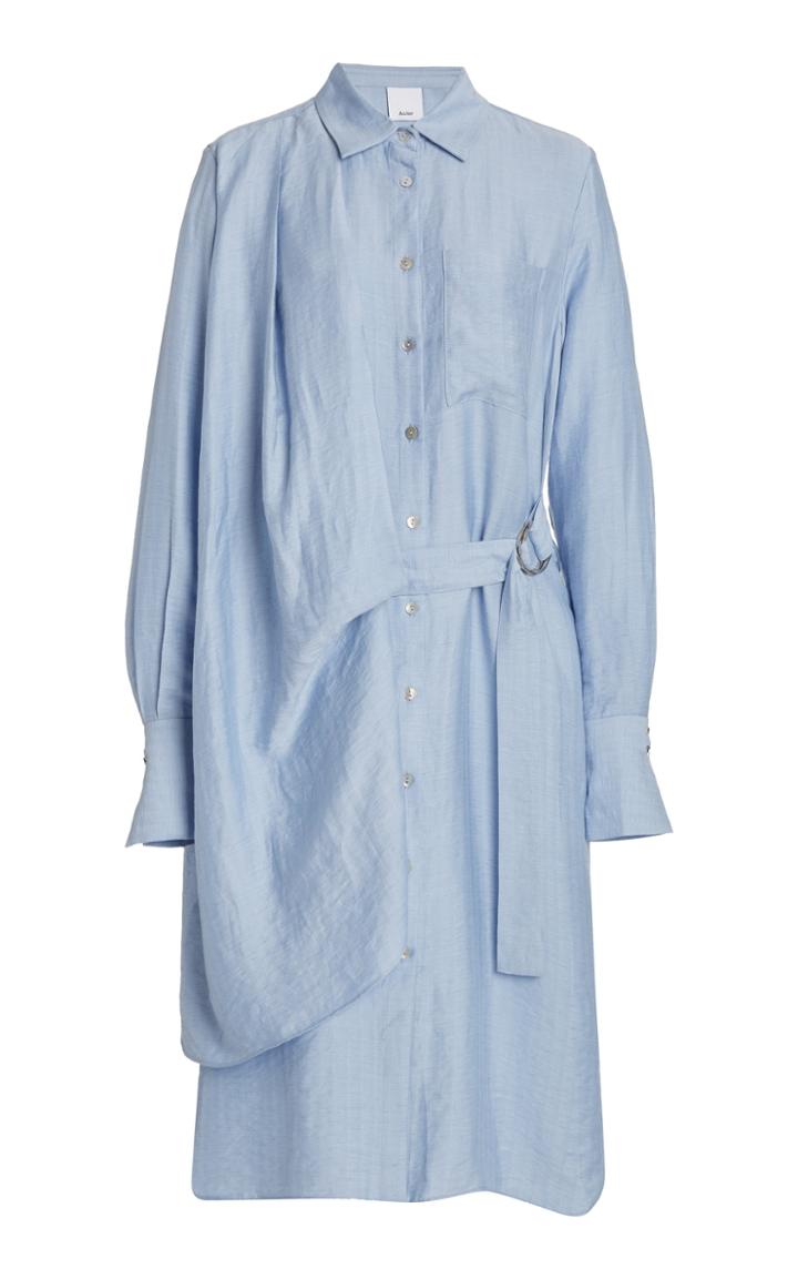 Moda Operandi Acler Serena Draped Crepe Midi Shirt Dress