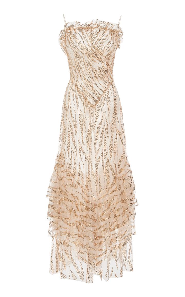 Moda Operandi Sandra Mansour Cygne Enflamm Glittered Tulle Gown Size: 36