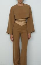 Moda Operandi Kalmanovich Wide Sleeve Camel Crop Top