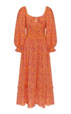 Moda Operandi Peony Smocked Floral Cotton-blend Midi Dress