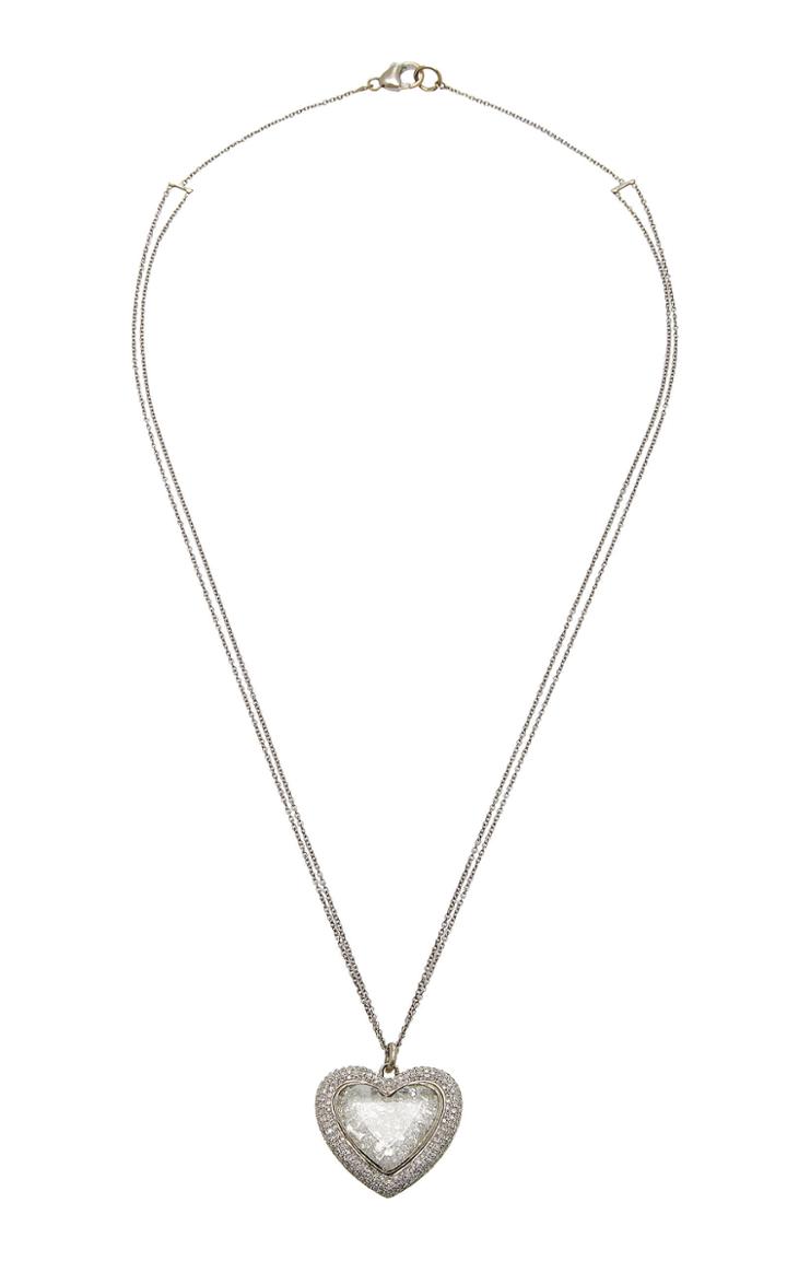 Renee Lewis Antique White Diamonds Heart Shake Necklace