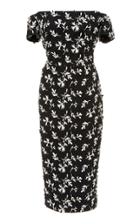 Lela Rose Off-the-shoulder Floral-embroidered Crepe Dress