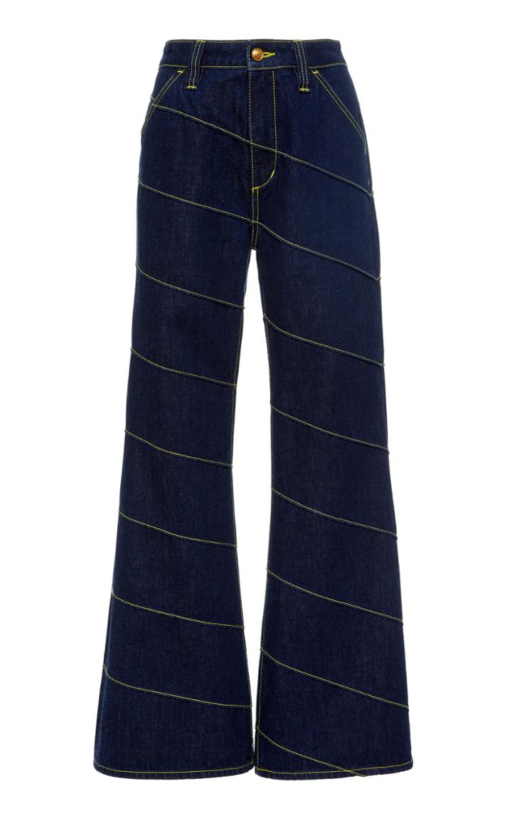 Tory Burch Pintucked Wide-leg Jeans