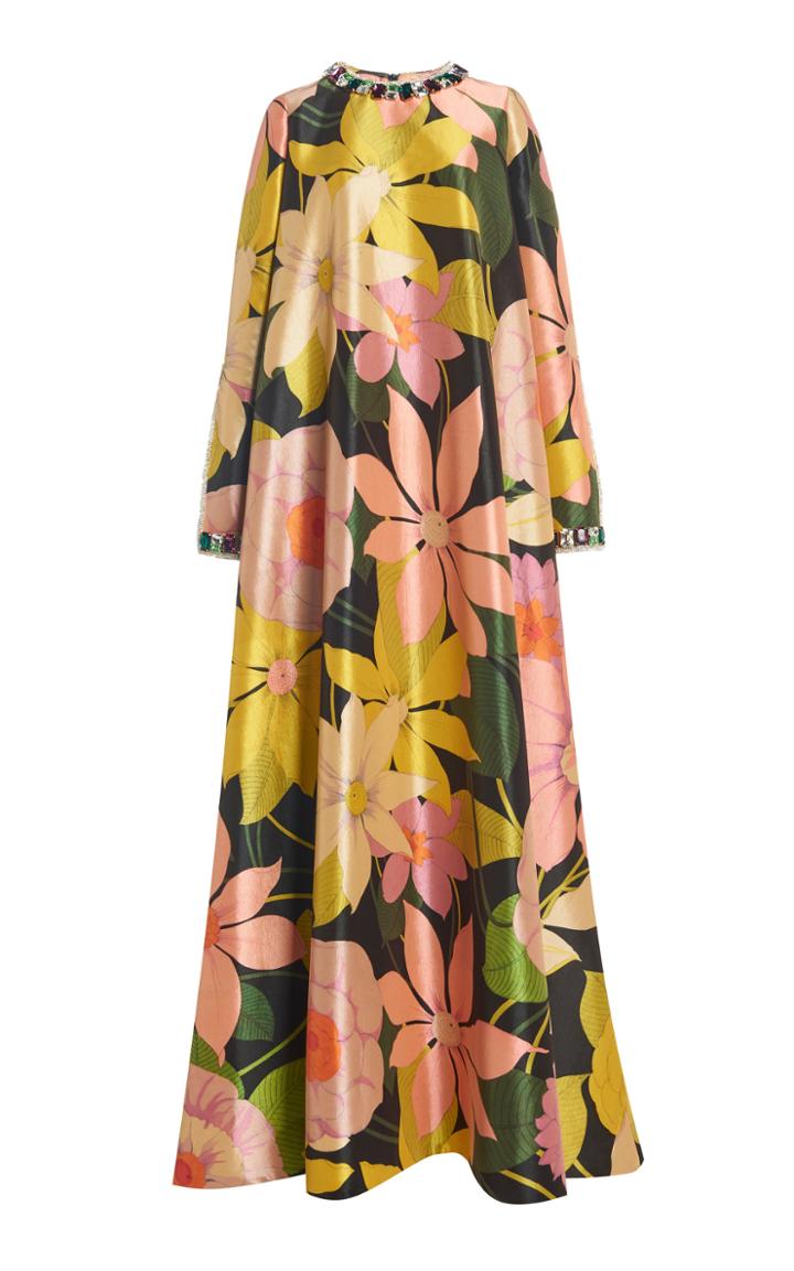 Moda Operandi Richard Quinn Long Sleeved Embellished Cape Daisy Dress