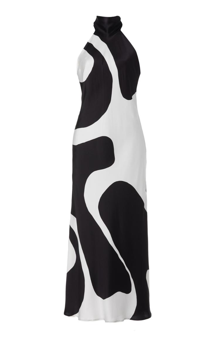 Galvan Pina Patterned Silk Midi Dress