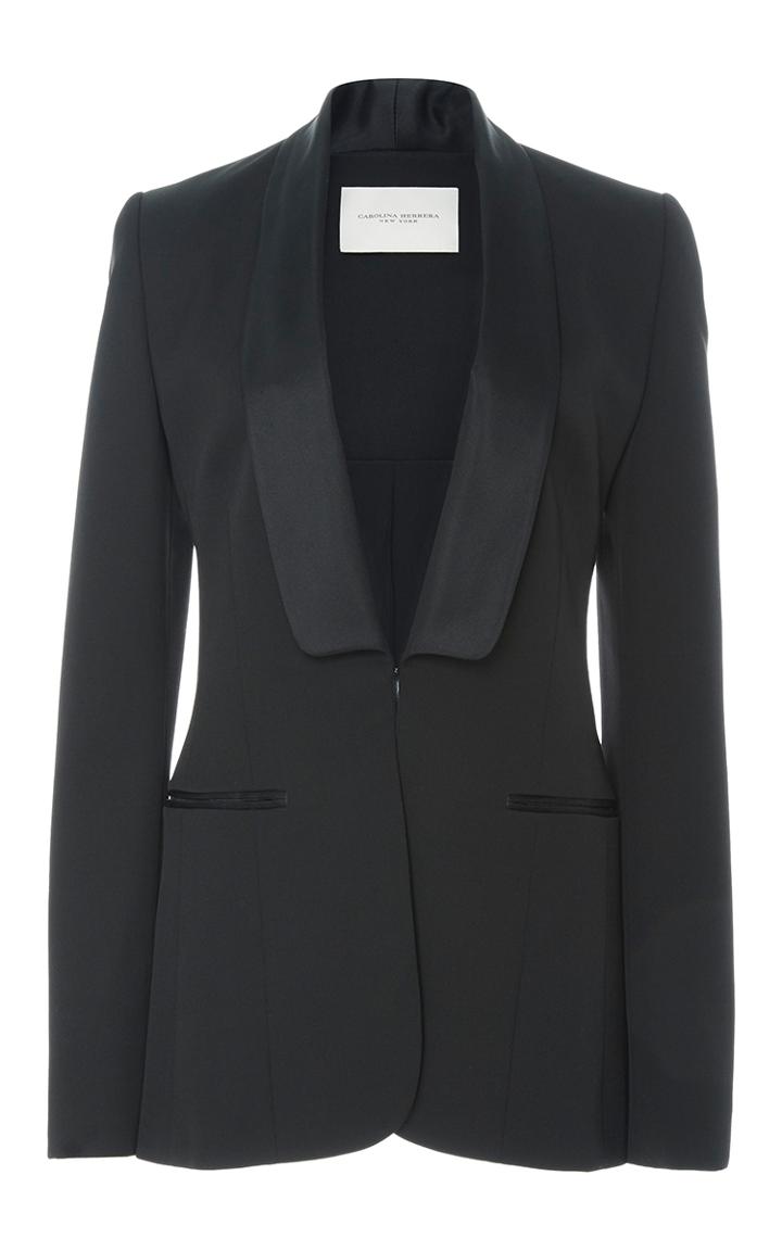 Carolina Herrera Satin Shawl Collar Blazer Jacket